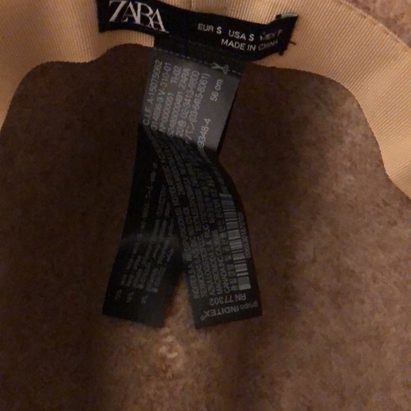 Zara Camel Beige & White Flower Wool Blend Wide Brim Hat Size S NWT - Picture 8 of 12